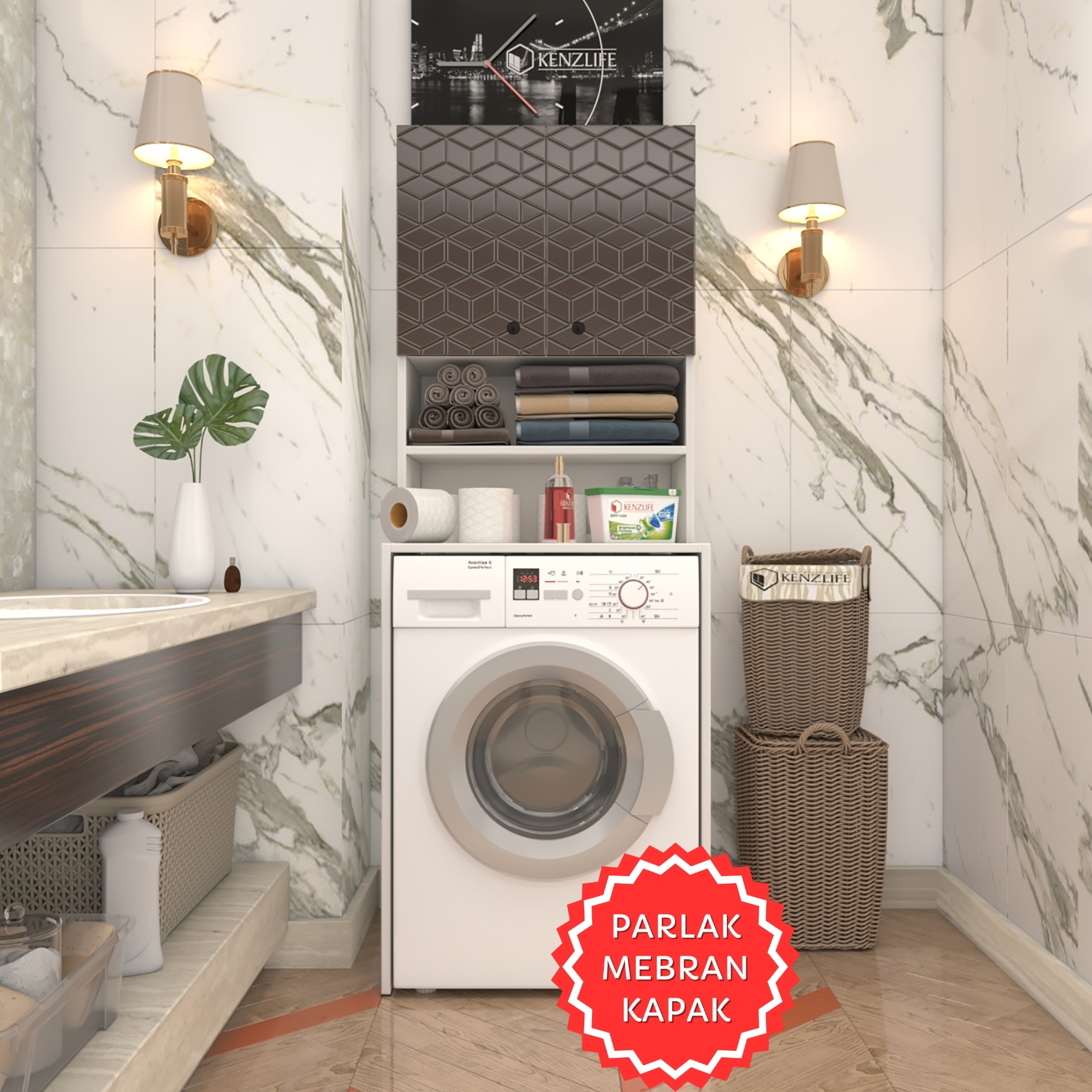 Kenzlife membran çamaşır makinesi dolabı hayzum khvbyz küpşeker 180*66*55 mebran kapak suntalam gövde