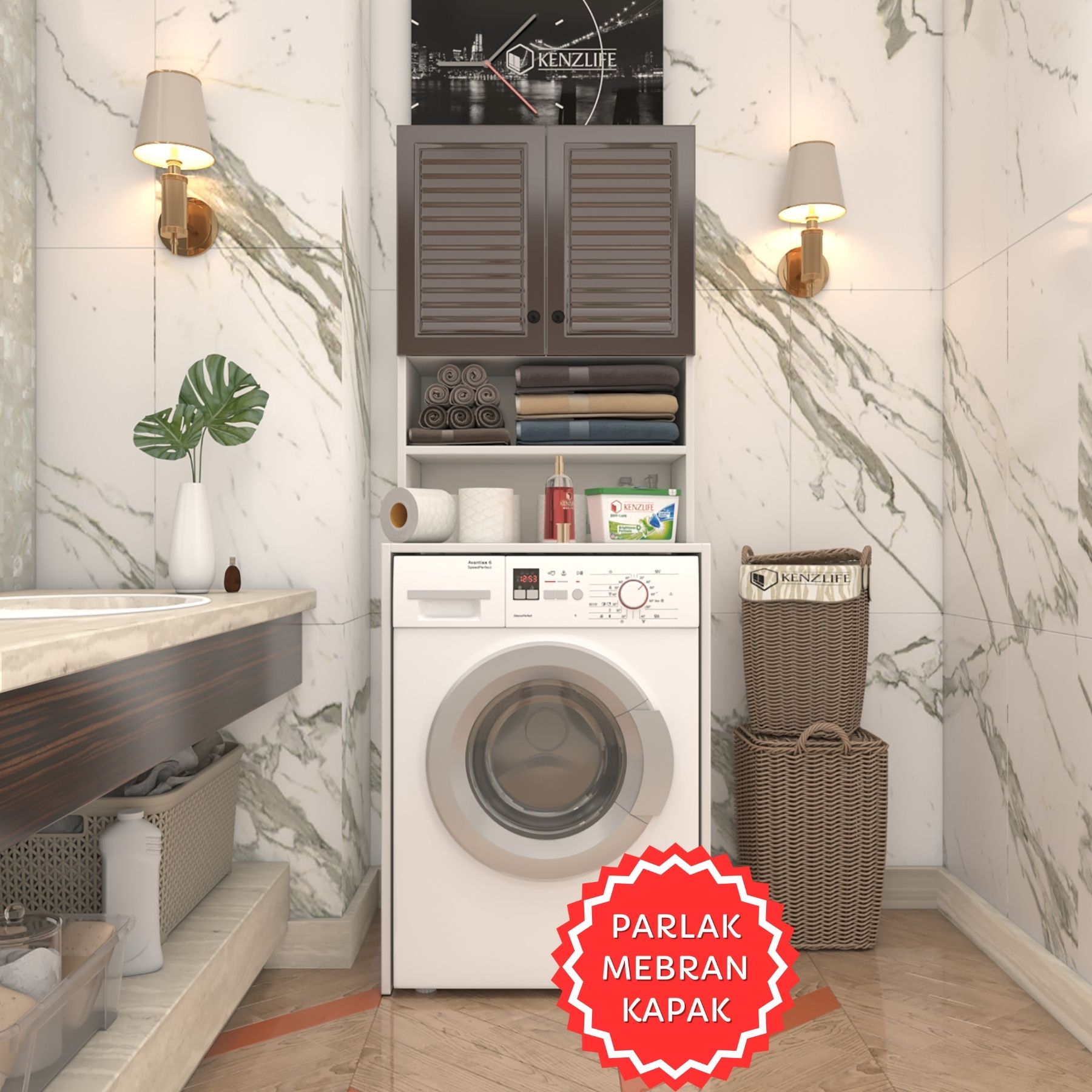 Kenzlife membran çamaşır makinesi dolabı hayzum khvbyz panjur 180*66*55 mebran kapak suntalam gövde