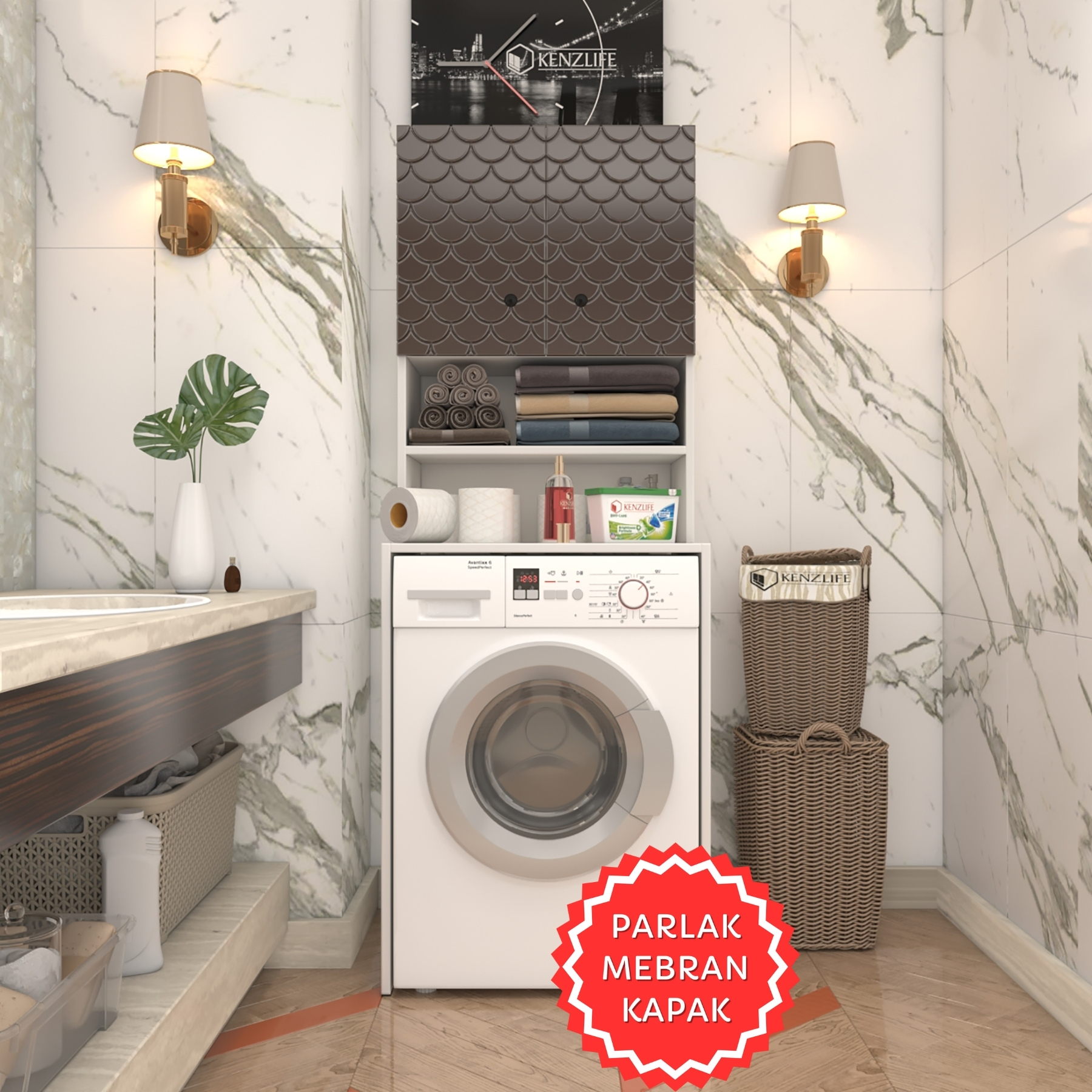 Kenzlife membran çamaşır makinesi dolabı hayzum khvbyz petek 180*66*55 mebran kapak suntalam gövde