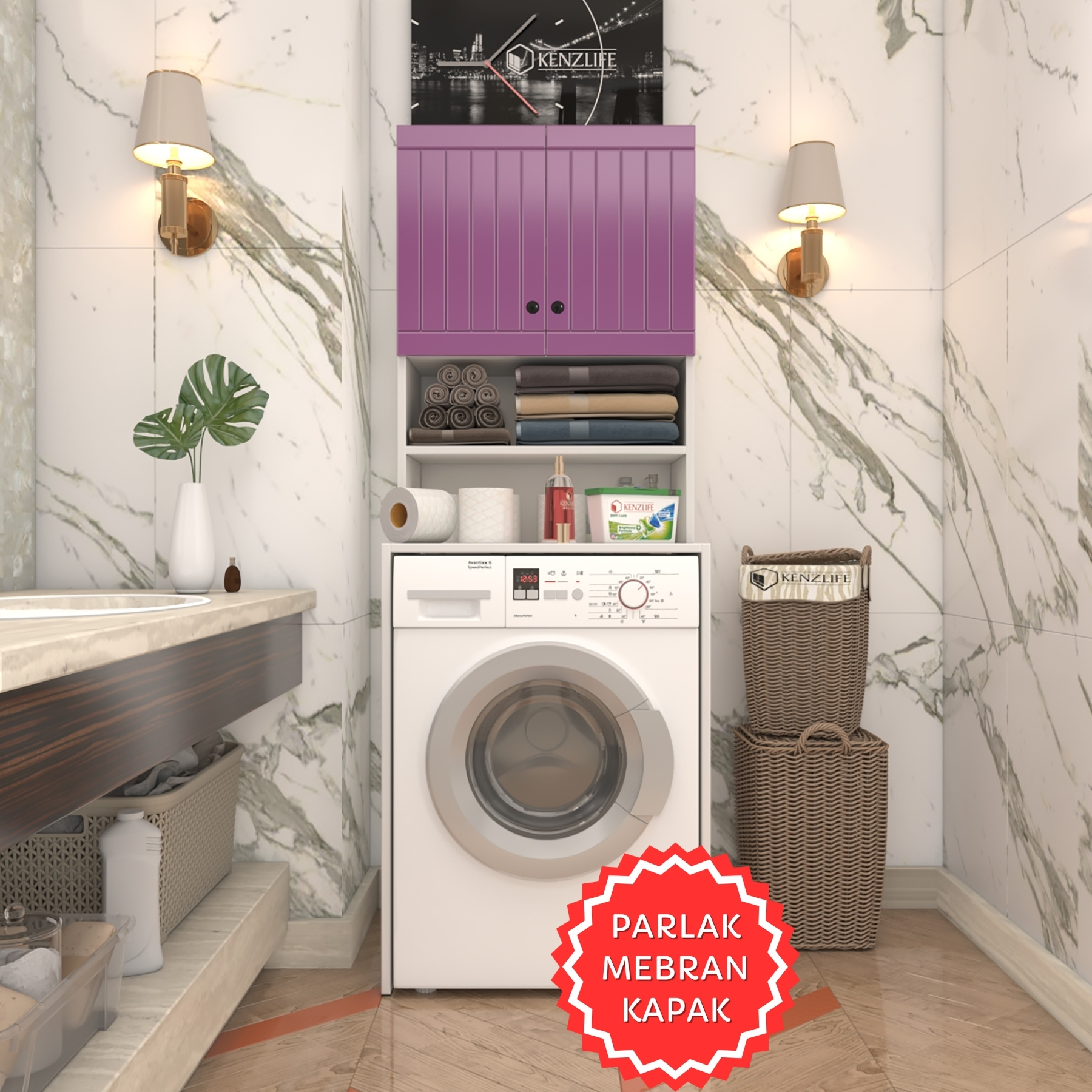 Kenzlife membran çamaşır makinesi dolabı hayzum llabyz çitçit 180*66*55 mebran kapak suntalam gövde