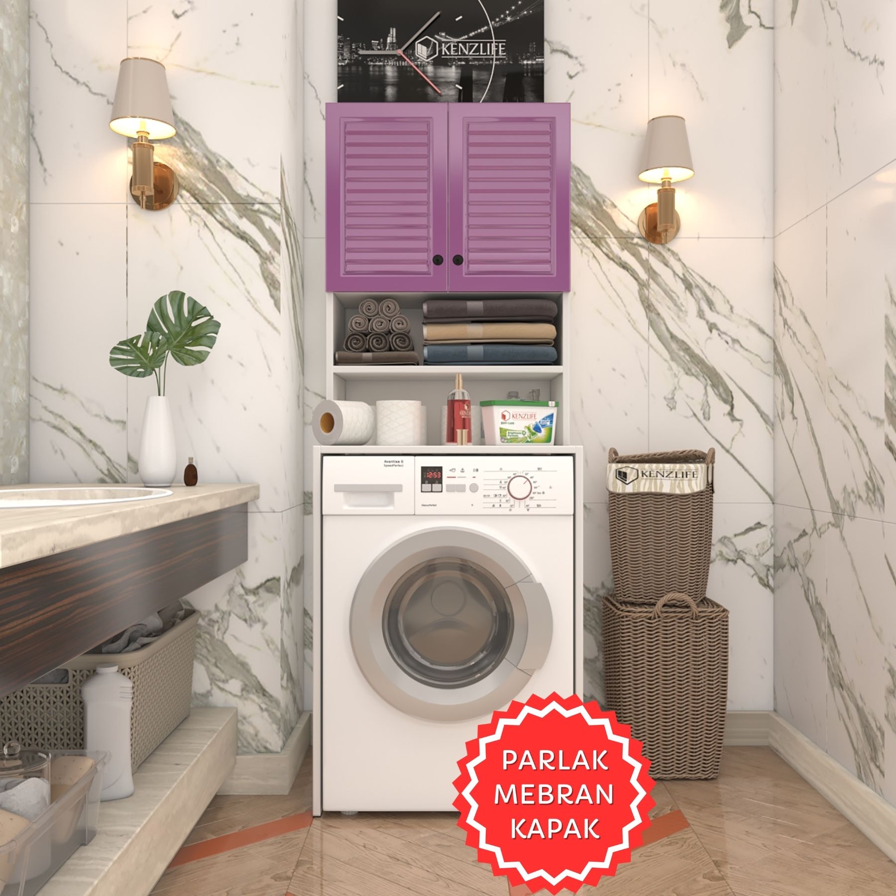 Kenzlife membran çamaşır makinesi dolabı hayzum llabyz panjur 180*66*55 mebran kapak suntalam gövde