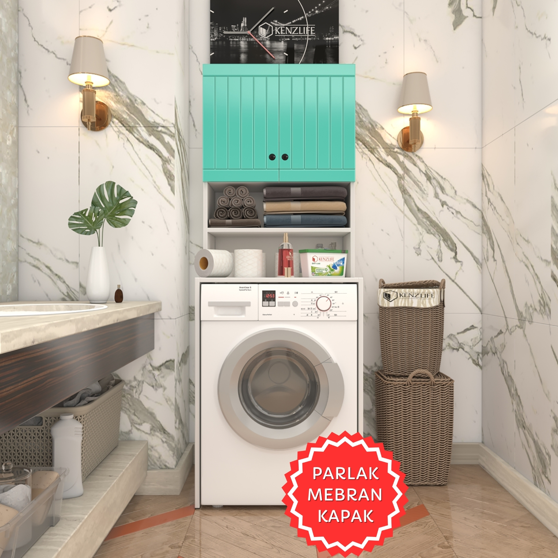 Kenzlife membran çamaşır makinesi dolabı hayzum trkbyz çitçit 180*66*55 mebran kapak suntalam gövde