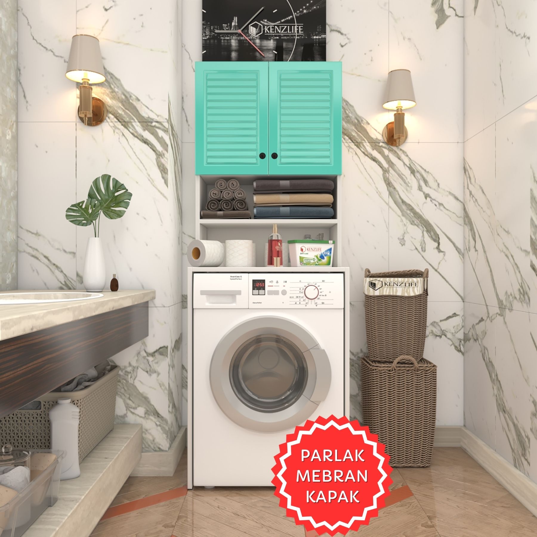 Kenzlife membran çamaşır makinesi dolabı hayzum trkbyz panjur 180*66*55 mebran kapak suntalam gövde