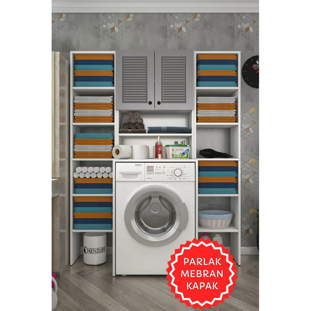 Kenzlife membran çamaşır makinesi dolabı hayzummaksduble gribyz panjur 180*66*55 mebran kapak suntalam gövde