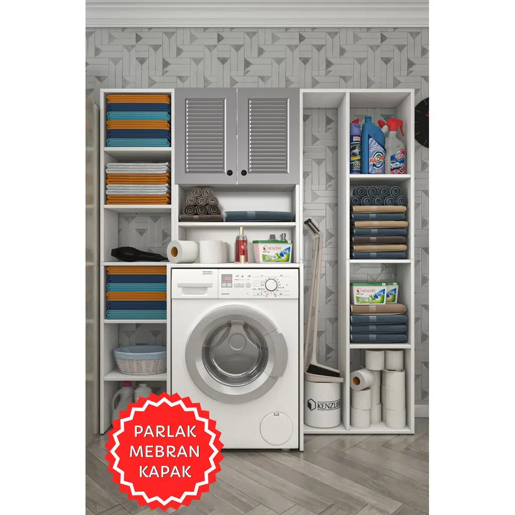 Kenzlife membran çamaşır makinesi dolabı hayzummega gribyz panjur 180*156*55 mebran kapak MDF gövde