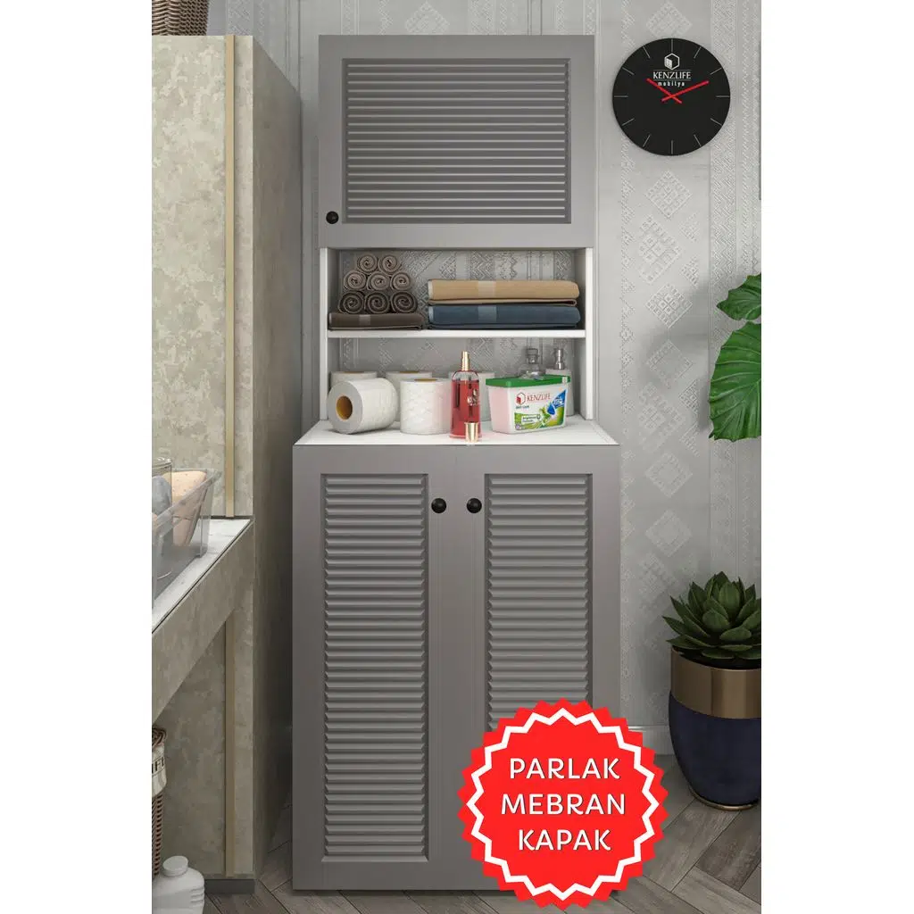 Kenzlife membran çamaşır makinesi dolabı kasparov gribyz panjur 180*066*55-20 mebran kapak suntalam gövde banyo kapaklı arkalıksız