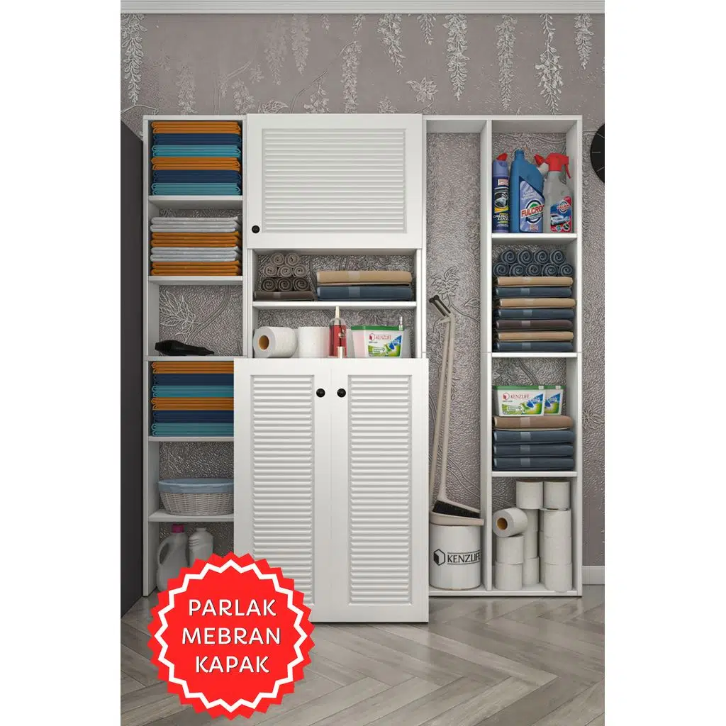 Kenzlife membran çamaşır makinesi dolabı kasparovmega byzbyz panjur 180*156*55-20 mebran kapak MDF gövde banyo kapaklı arkalıksız