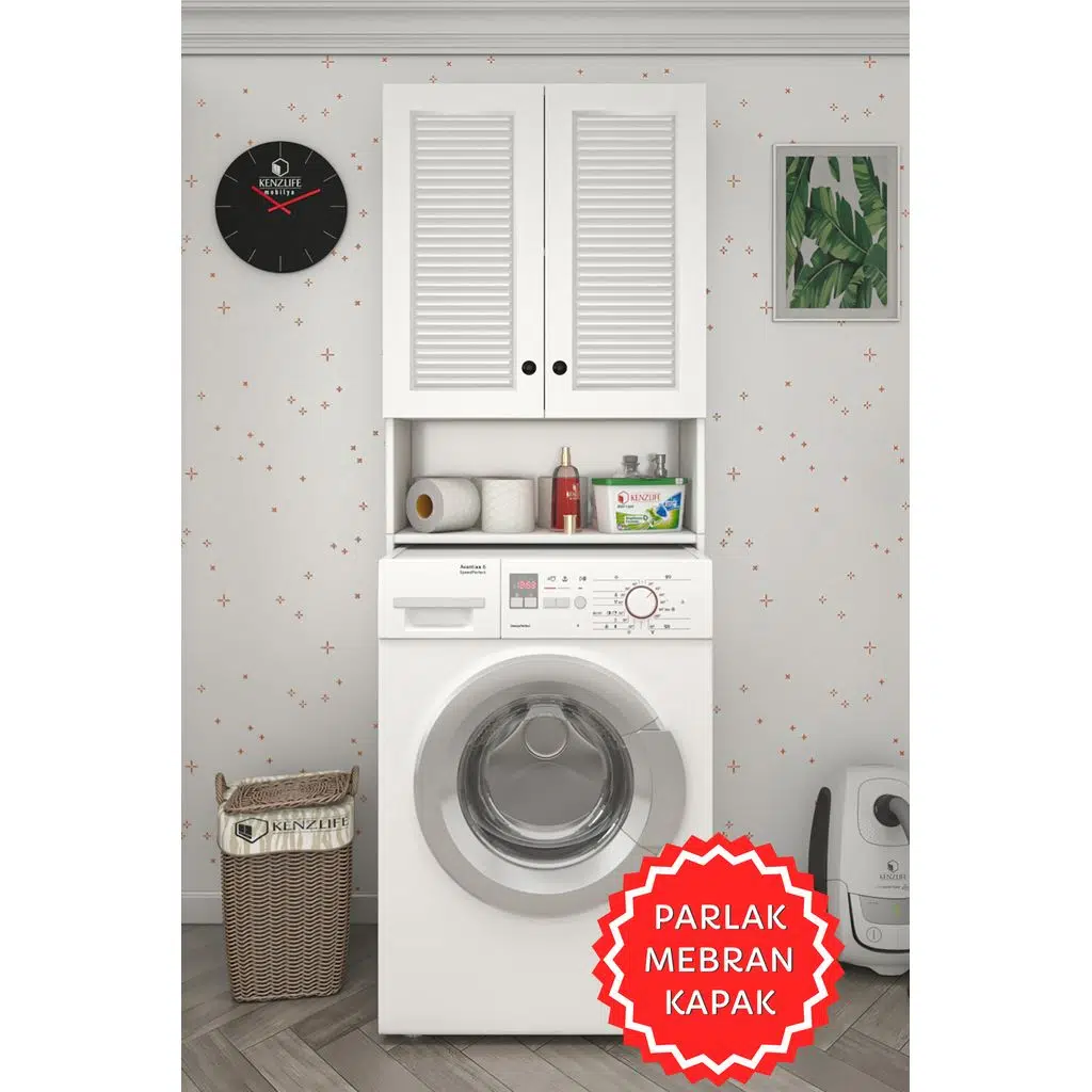 Kenzlife membran çamaşır makinesi dolabı sinem byzbyz panjur 180*066*30 mebran kapak suntalam gövde kiler kapaklı arkalıklı