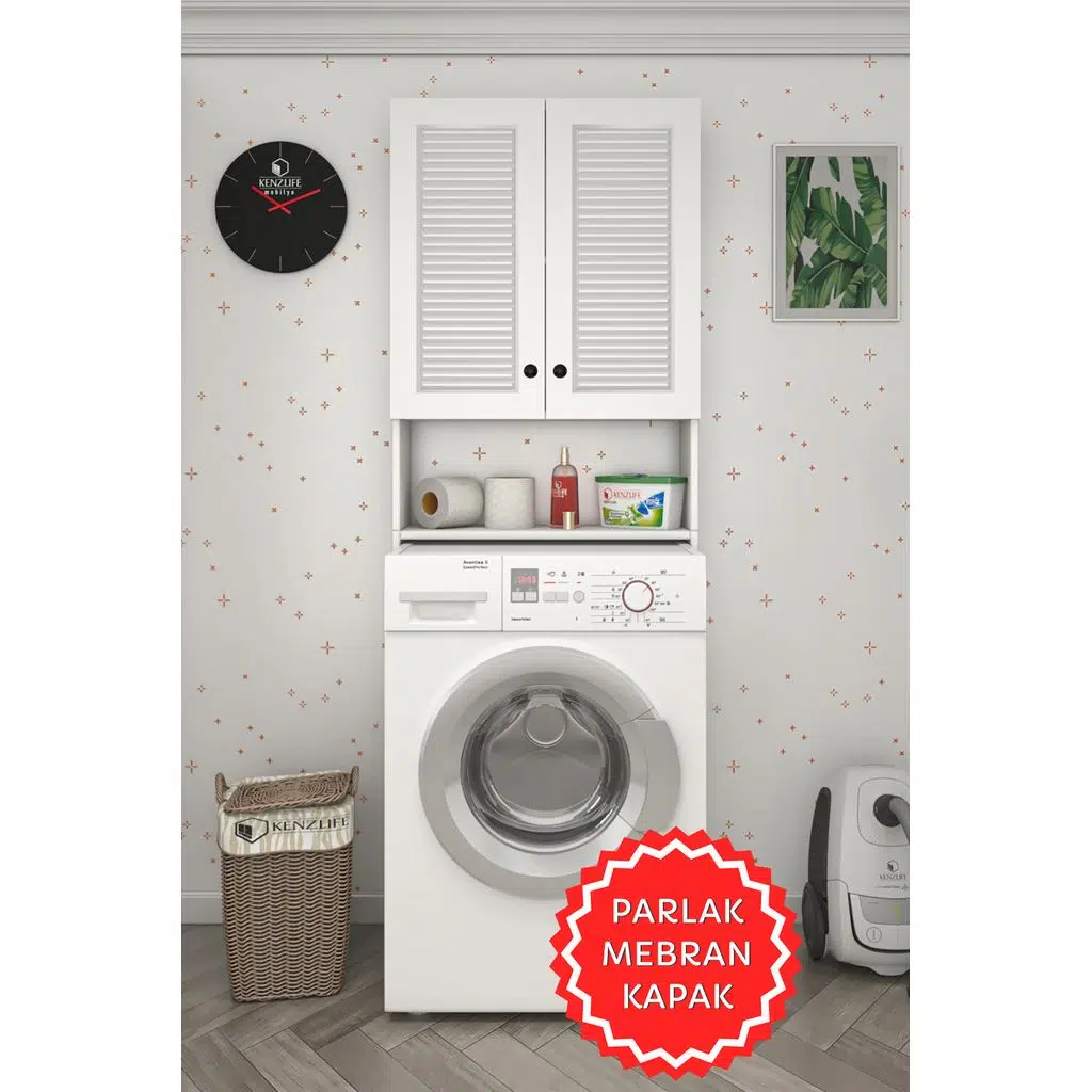 Kenzlife membran çamaşır makinesi dolabı veronika byzbyz panjur 180*066*20 mebran kapak suntalam gövde çift kapaklı arkalıksız