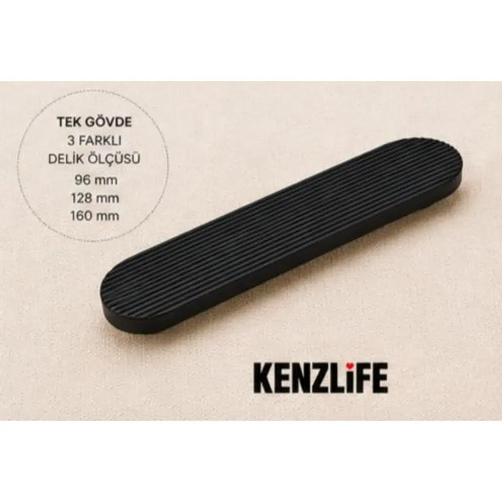 Kenzlife mobilya kulpu çizgili oval siyah plastik dolap kulbu 01 adet kulp gardırop vida dahildir
