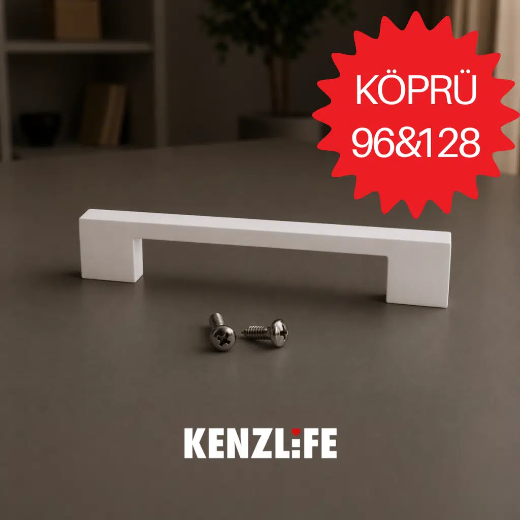 Kenzlife mobilya kulpu köprü96&128 mm beyaz plastik dolap kulbu 01 adet kulp gardırop vida dahildir