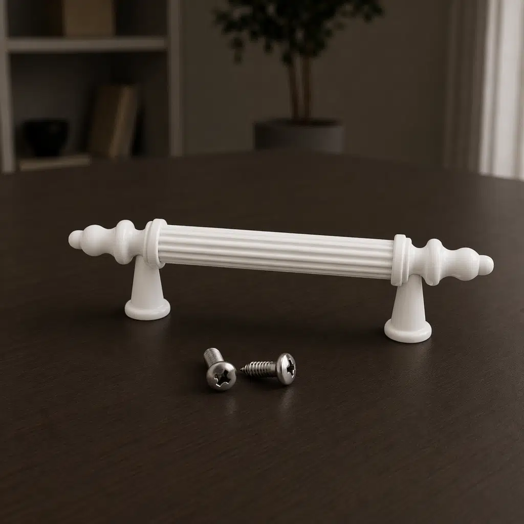 Kenzlife mobilya kulpu rustik96 beyaz plastik dolap kulbu 01 adet kulp gardırop vida dahildir