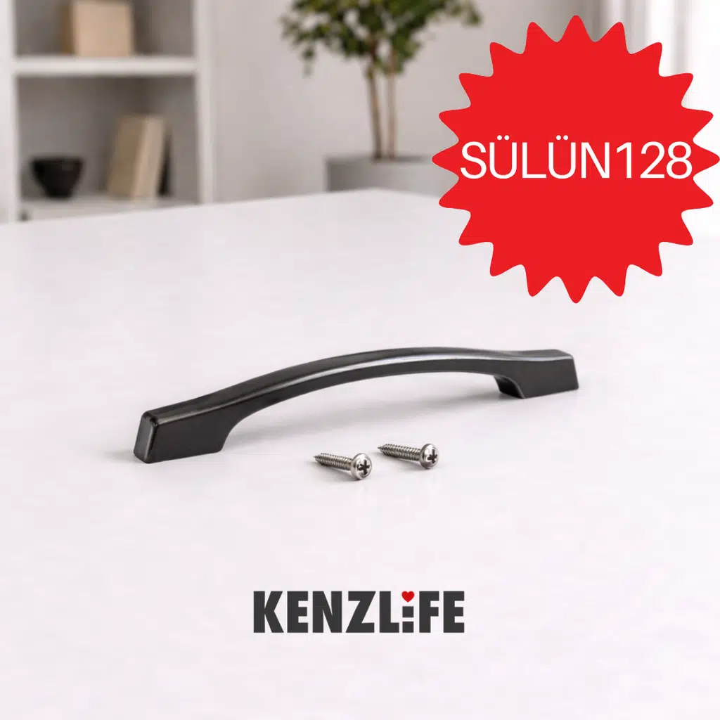 Kenzlife mobilya kulpu sülün 128 mm siyah plastik dolap kulbu 01 adet kulp gardırop vida dahildir