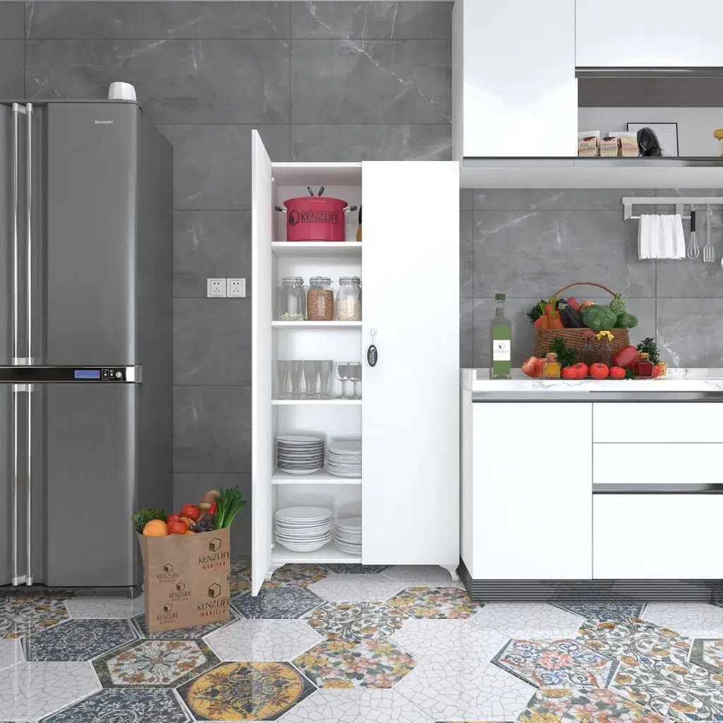 Kenzlife 2 kapılı dolap çilem 188*090*032 byz kilitli ayaklı banyo mutfak ofis kitaplık ayakkabılık kiler