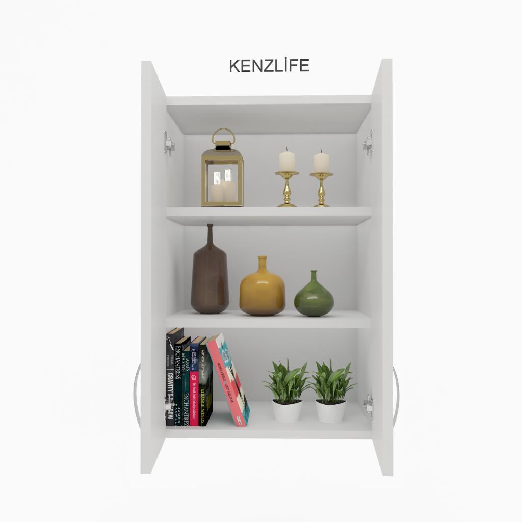 Kenzlife mutfak dolabı idil 060.060.32 byz 2 raflı kapaklı ofis banyo kiler evrak kitaplık