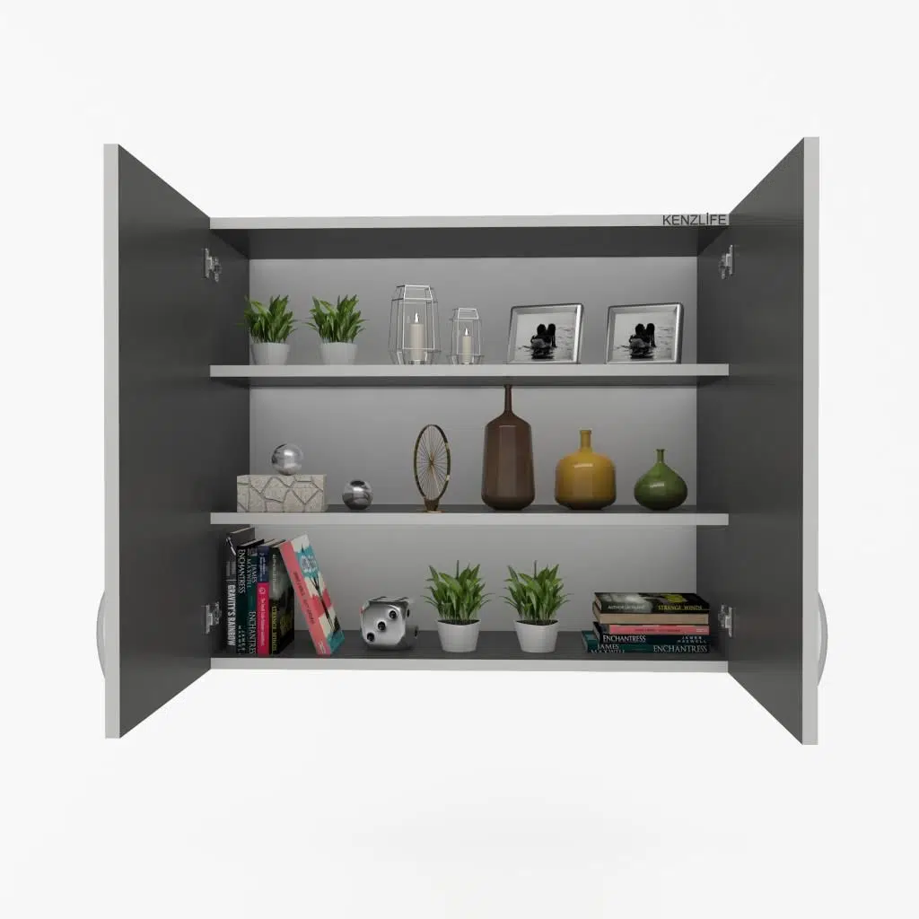 Kenzlife mutfak dolabı idil 060.090.32 gri 2 raflı kapaklı ofis banyo kiler evrak kitaplık