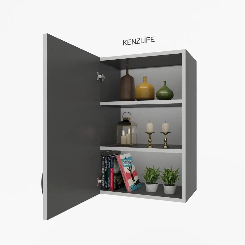 Kenzlife mutfak dolabı irem 060.060.32 gri 2 raflı kapaklı ofis banyo kiler evrak kitaplık