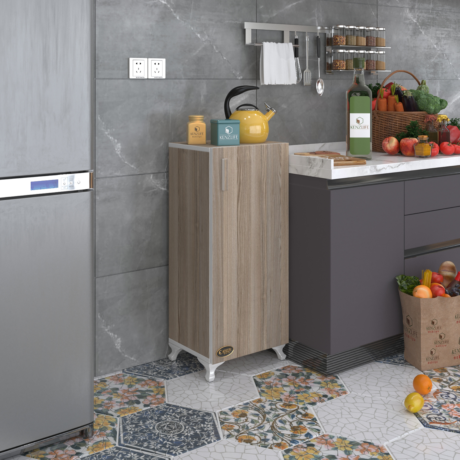 Kenzlife mutfak dolabı mine 088*030*032 crd kapaklı ayaklı banyo evrak ofis kitaplık ayakkabılık kiler