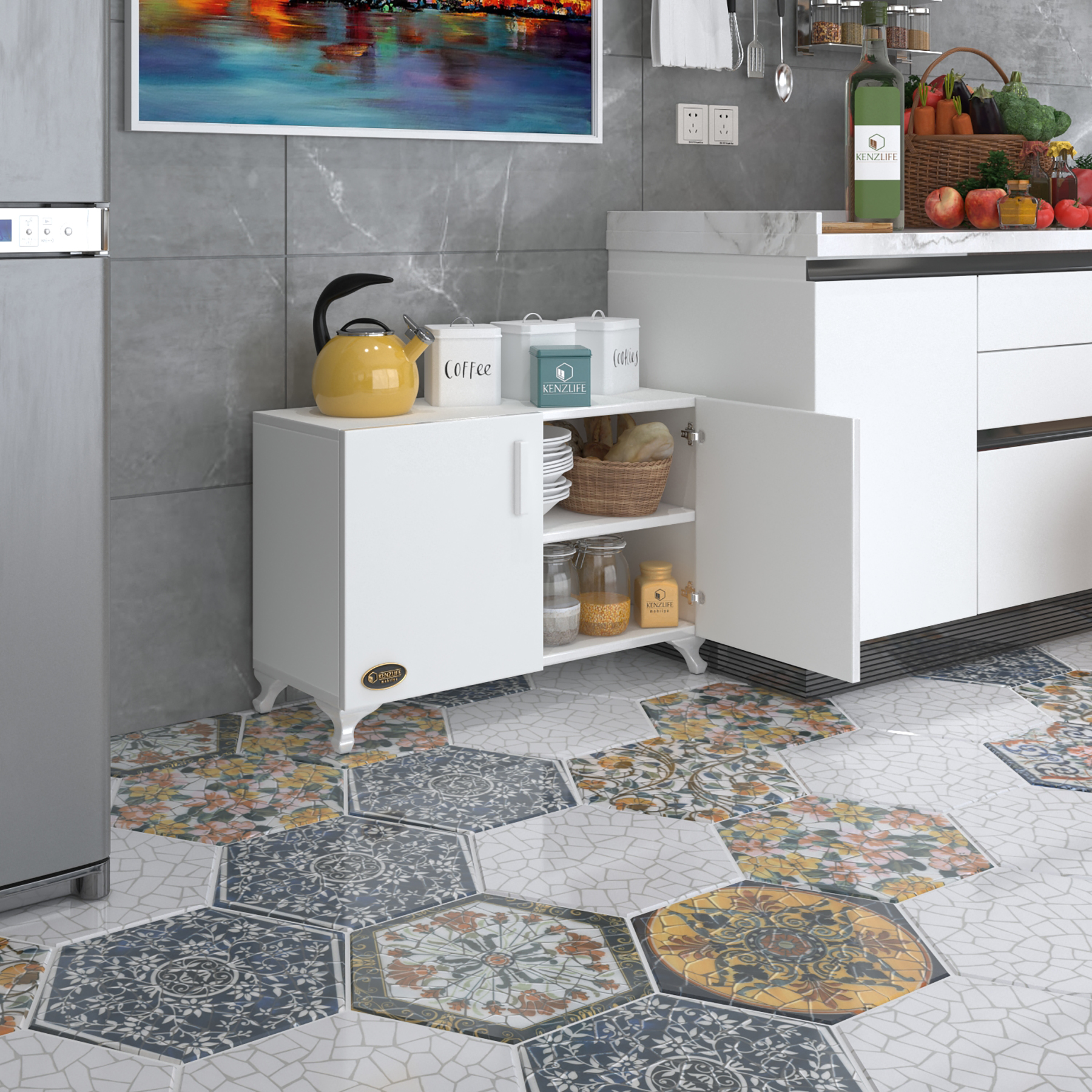 Kenzlife 2 kapılı dolap rabia 048*070*032 byz kapaklı ayaklı banyo mutfak ofis kitaplık ayakkabılık kiler