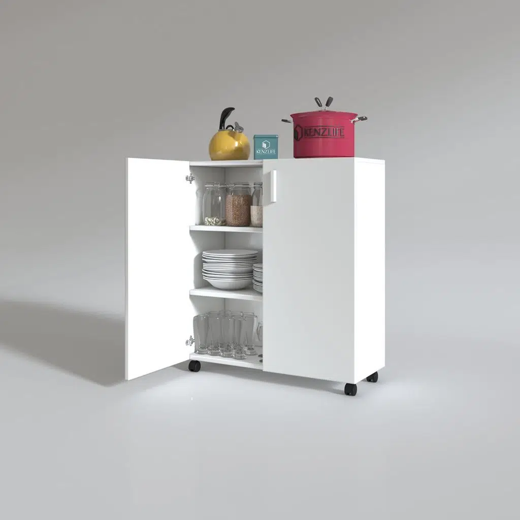Kenzlife 2 kapılı dolap rabia 088*070*032 byz kapaklı tekerlekli banyo mutfak ofis kitaplık ayakkabılık kiler