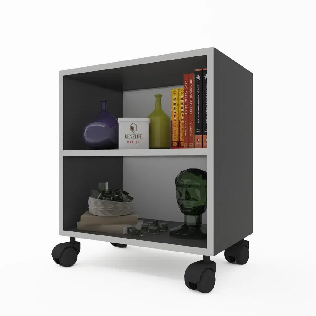 Kenzlife mutfak dolabı raziye 048*030*030 gri tekerlekli banyo evrak ofis ayakkabılık kiler
