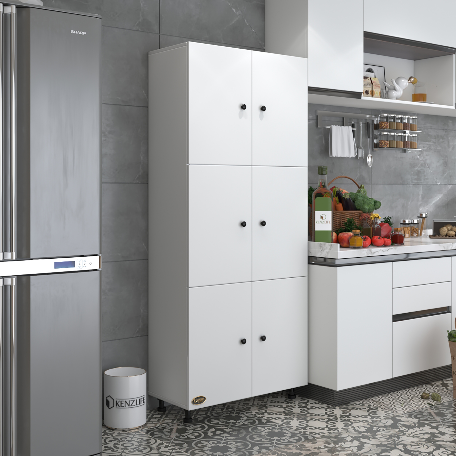 Kenzlife mutfak dolabı tahiri byz 188*80*37 çok amaçlı dolap arkalıklı