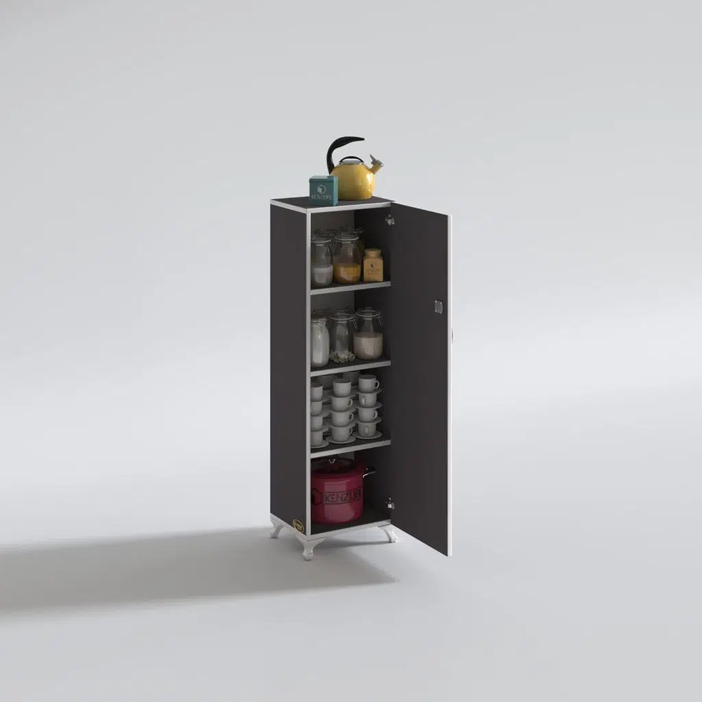 Kenzlife mutfak dolabı zehra 128*030*032 gri kilitli ayaklı banyo evrak ofis kitaplık ayakkabılık kiler