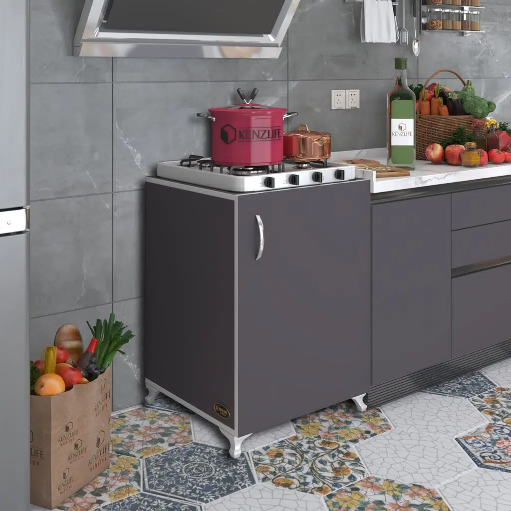 Kenzlife ocak dolabı ahunaz gri 85*60*56 hazır mutfak klasik set üstü ocak için arkalıksız