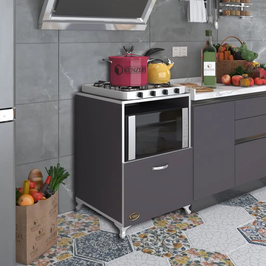 Kenzlife ocak dolabı ayşe gri 85*60*57 mutfak modül mini fırın mikrodalga banyo ofis modül