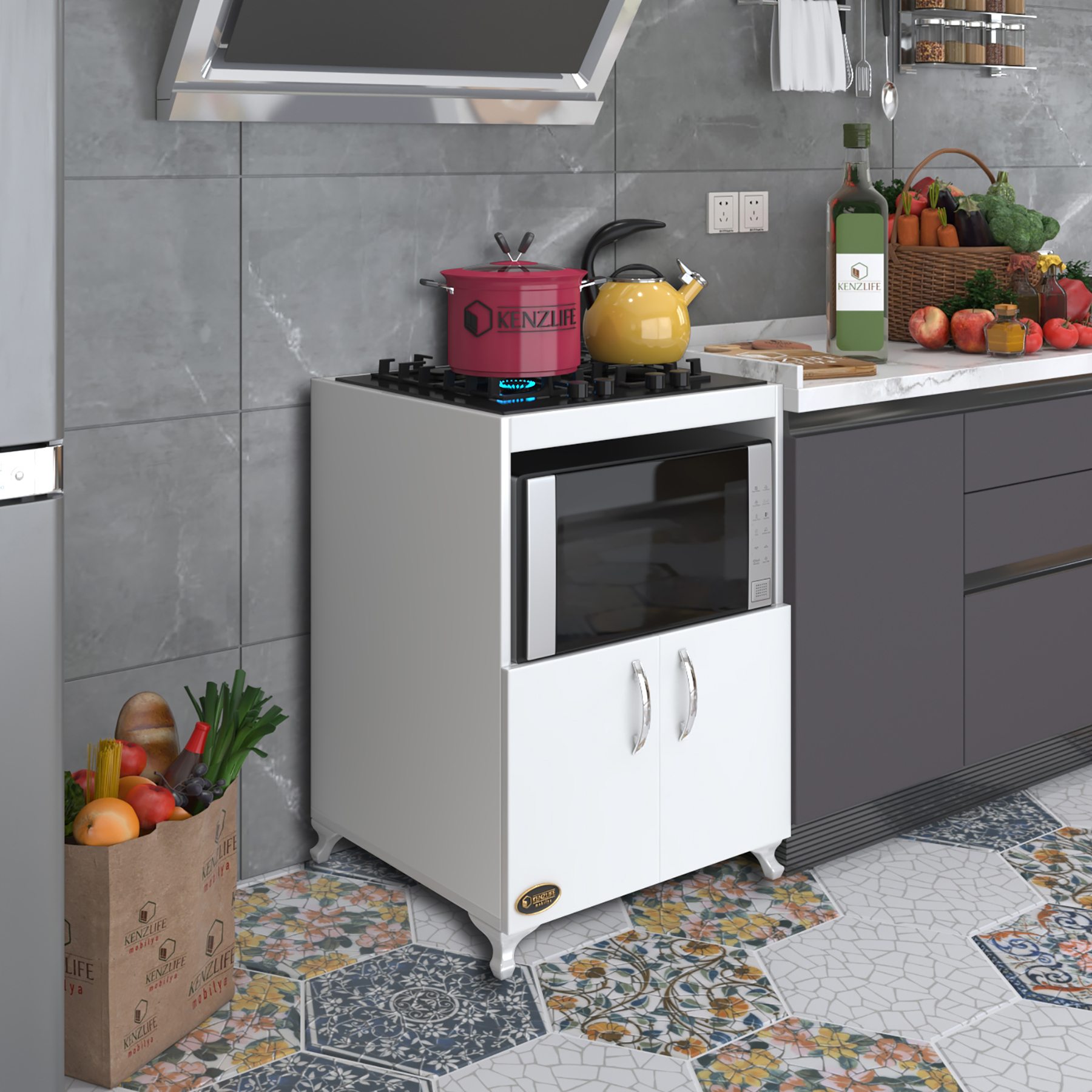 Kenzlife ocak dolabı bade byz 85*60*57 mutfak modül mini fırın ankastre ocak için