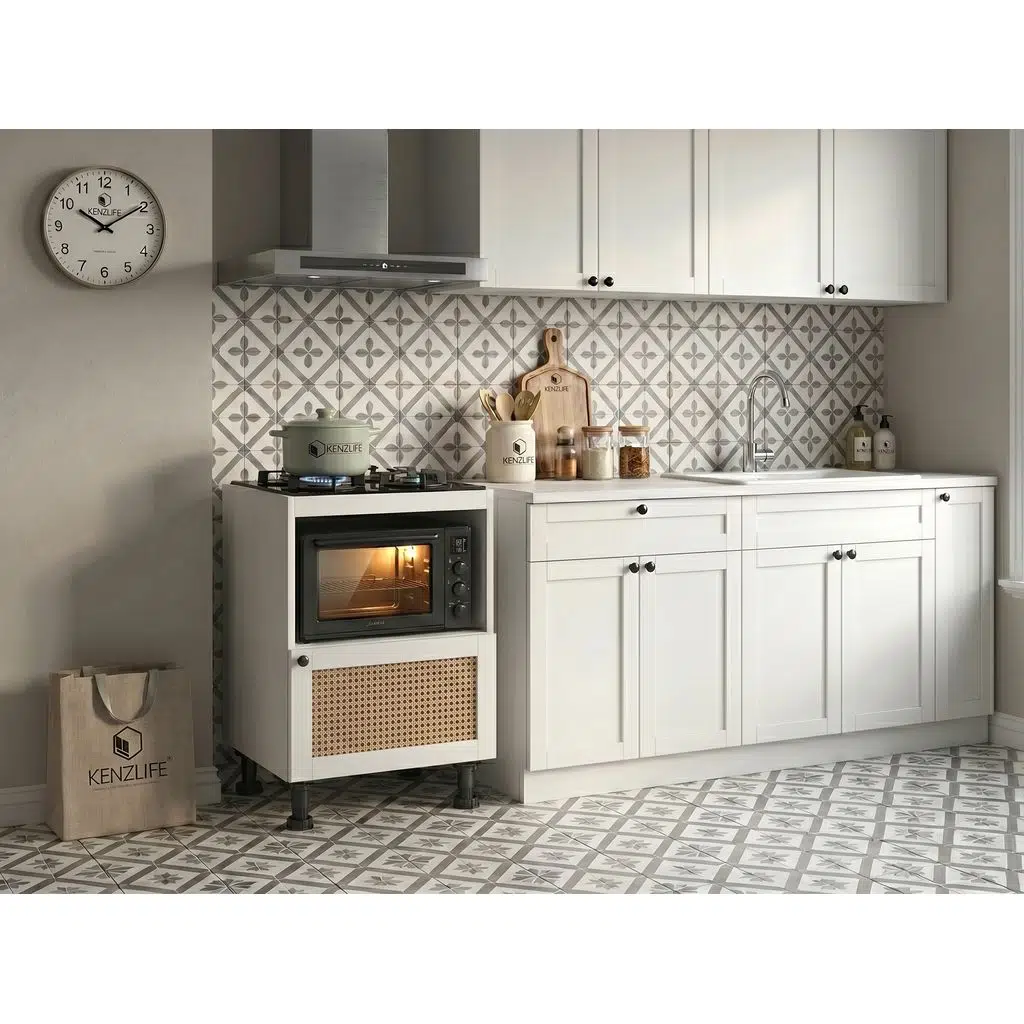 Kenzlife ocak dolabı doğangün mat beyaz 85*60*56 hazeran kare kapak suntalam gövde