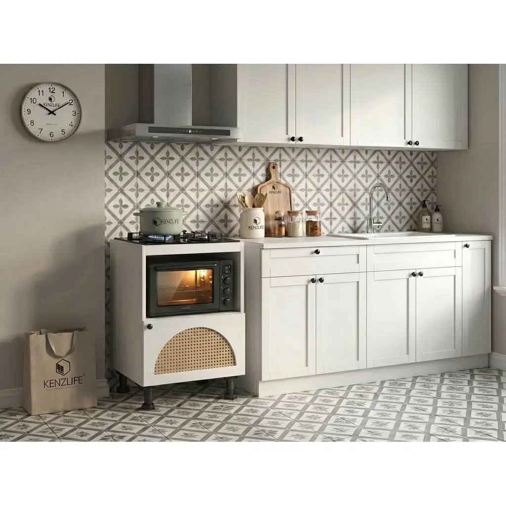 Kenzlife ocak dolabı doğangün mat beyaz 85*60*56 hazeran oval kapak MDF gövde