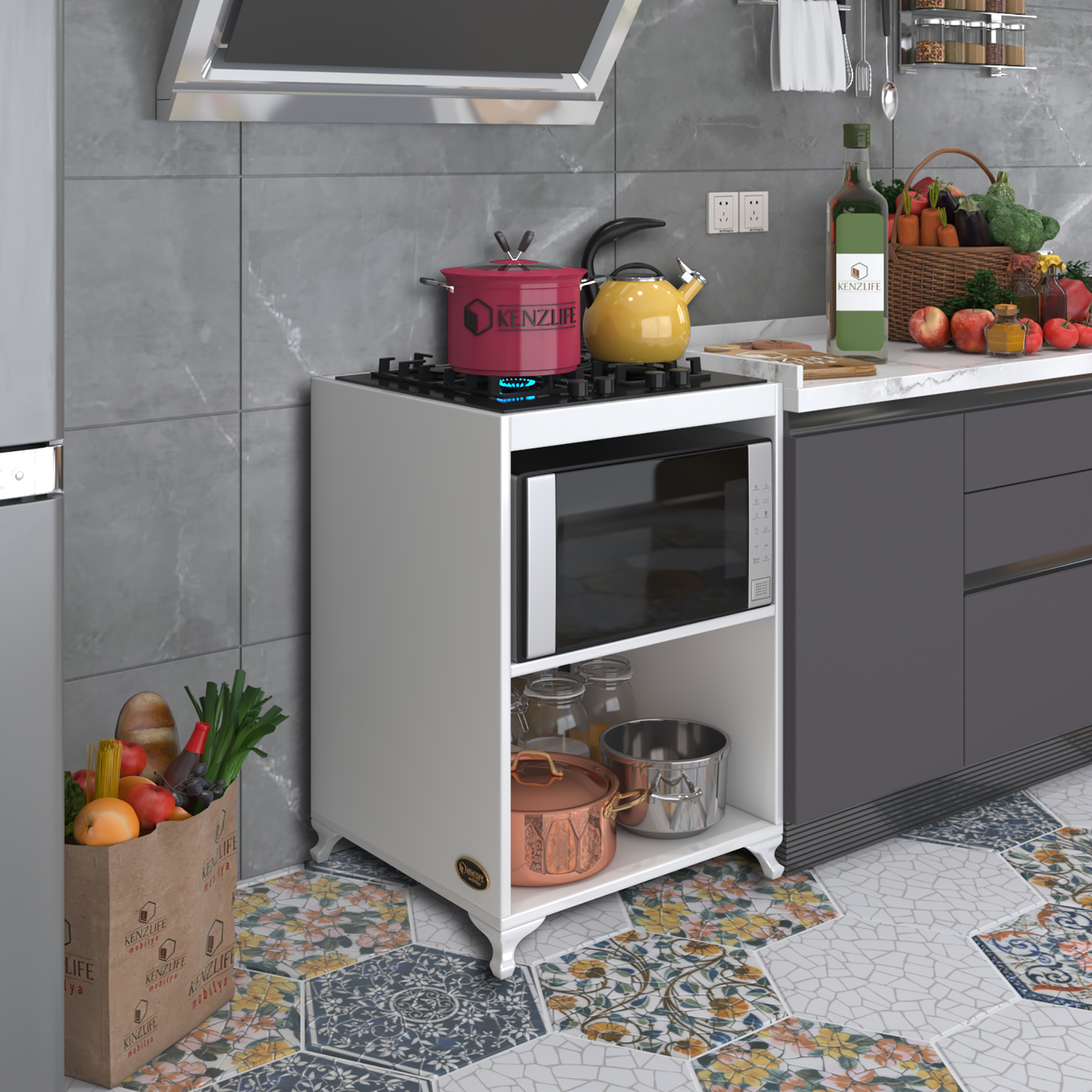 Kenzlife ocak dolabı figen byz 85*60*57 mutfak modül mini fırın ankastre ocak için