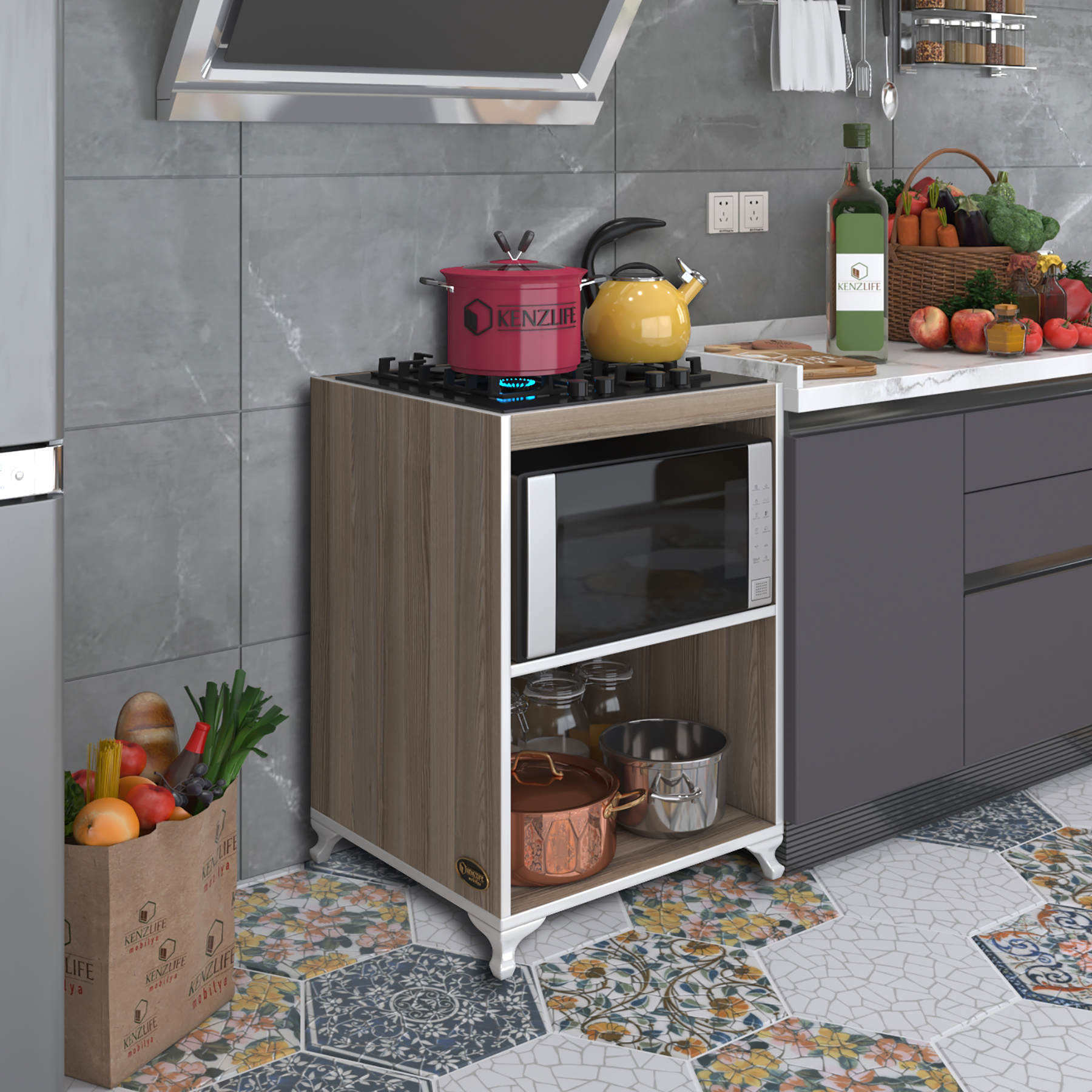 Kenzlife ocak dolabı figen crd 85*60*57 mutfak modül mini fırın ankastre ocak için