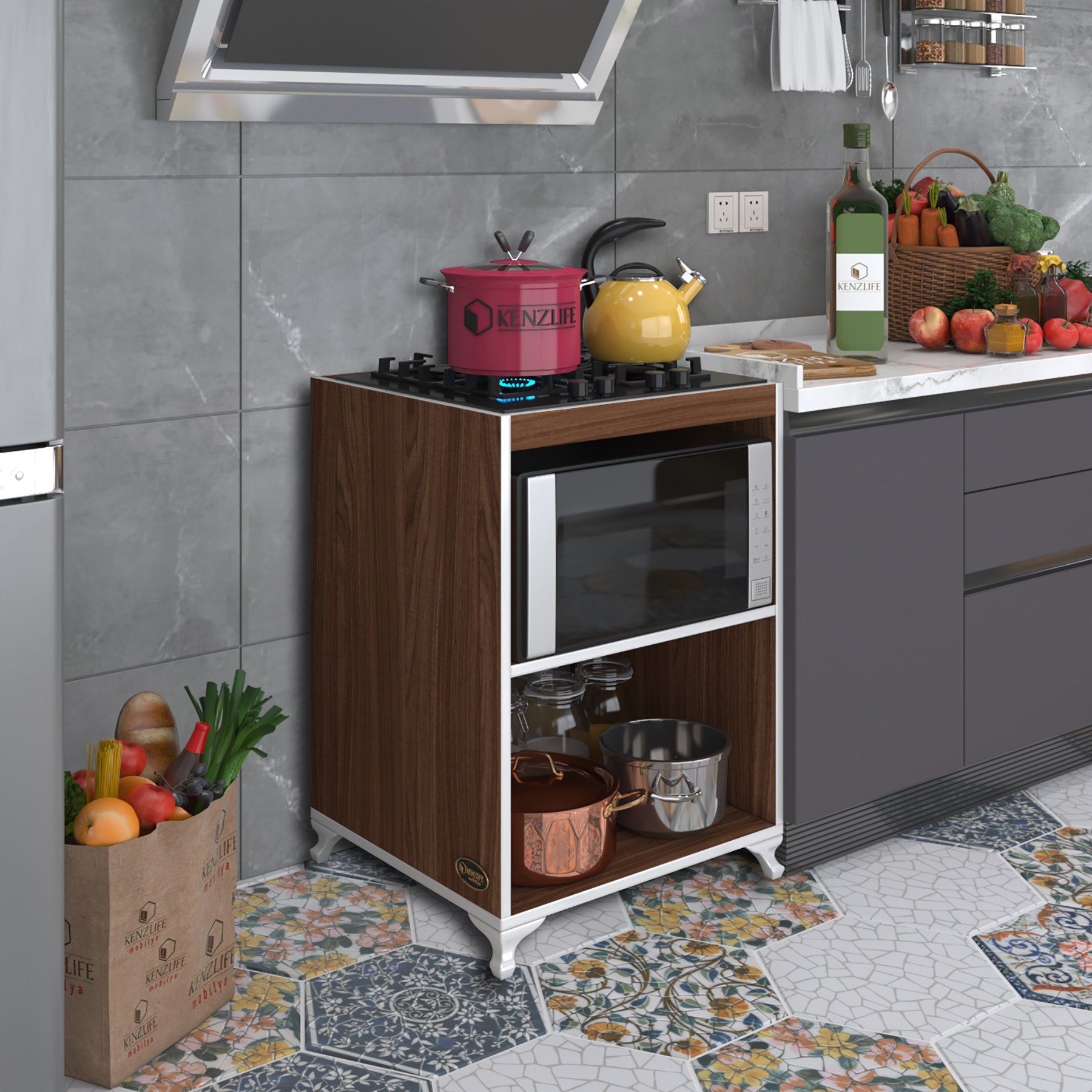 Kenzlife ocak dolabı figen cvz 85*60*57 mutfak modül mini fırın ankastre ocak için