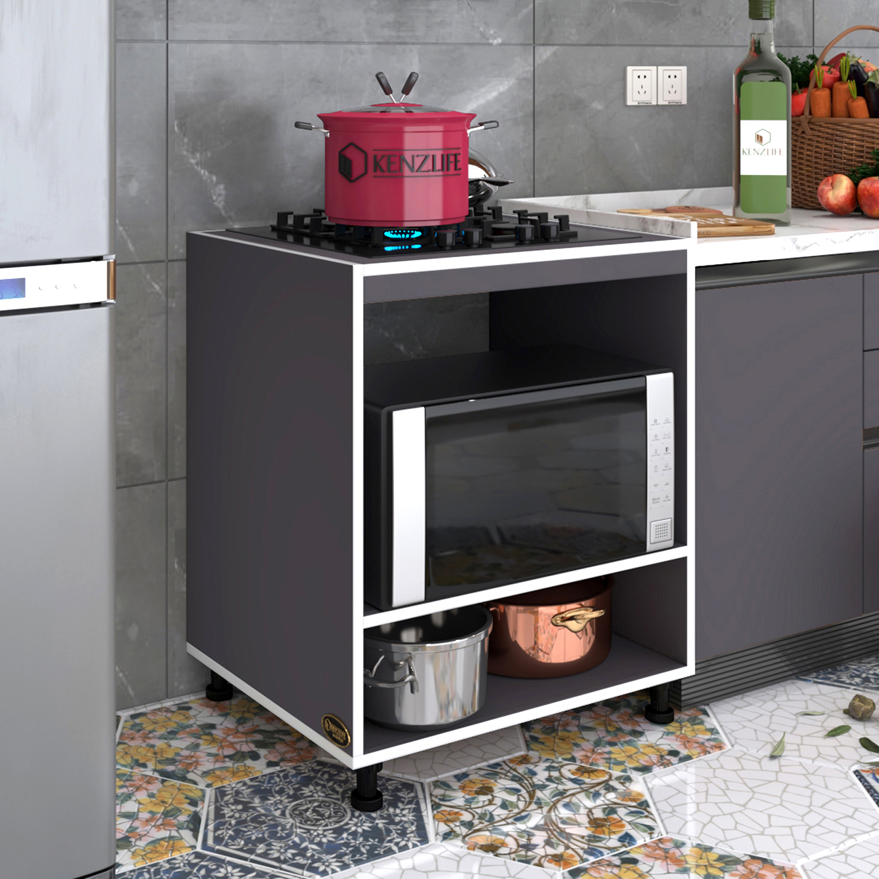 Kenzlife ocak dolabı gülpembe gri 85*70*60 XLARGE hazır mutfak ankastre gömme ocak için