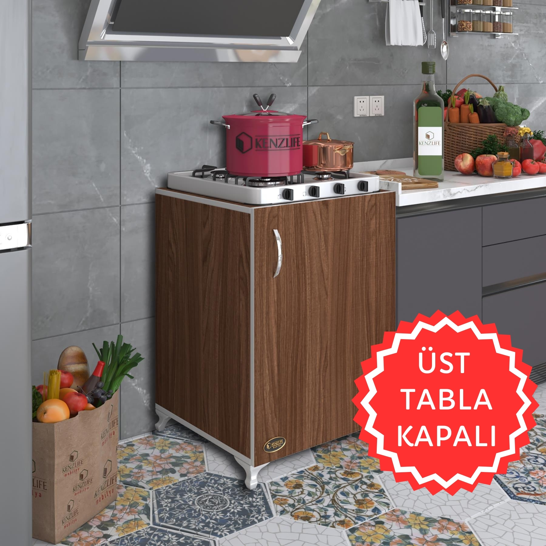 Kenzlife ocak dolabı hoşseda cvz 85*60*56 hazır mutfak klasik set üstü ocak için arkalıksız