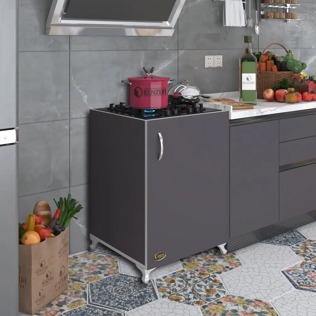 Kenzlife ocak dolabı kamuran gri 85*60*56 hazır mutfak ankastre gömme ocak için arkalıksız