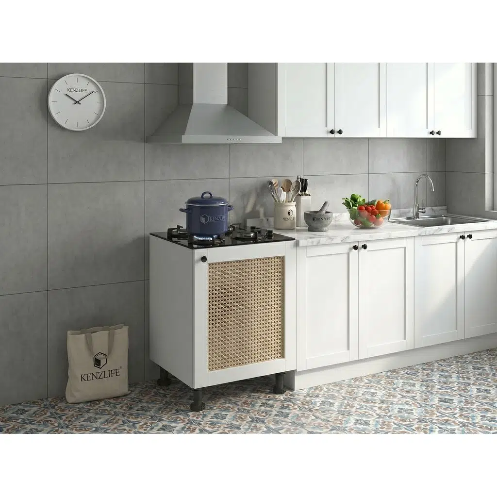 Kenzlife ocak dolabı kamuran mat beyaz 85*60*56 hazeran kare kapak MDF gövde arkalıksız