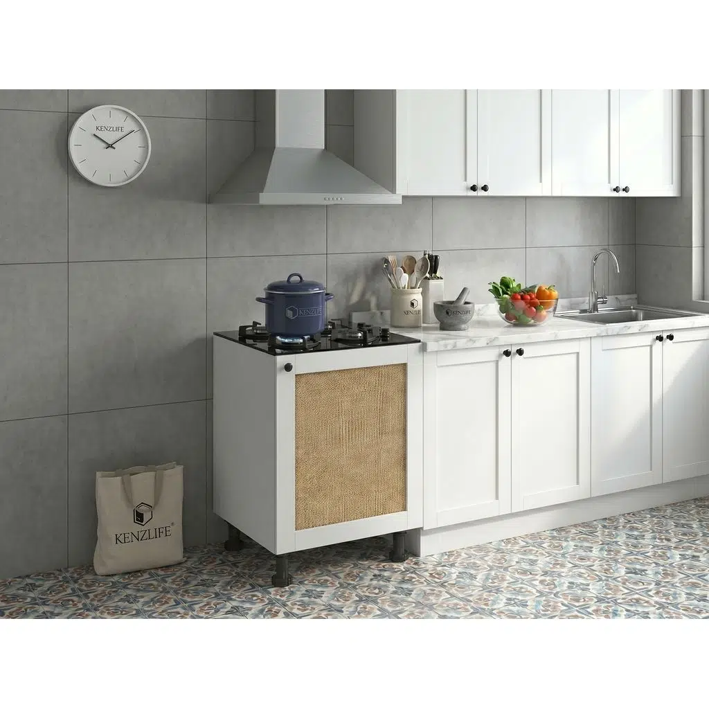 Kenzlife ocak dolabı kamuran mat beyaz 85*60*56 jut kare kapak suntalam gövde arkalıksız