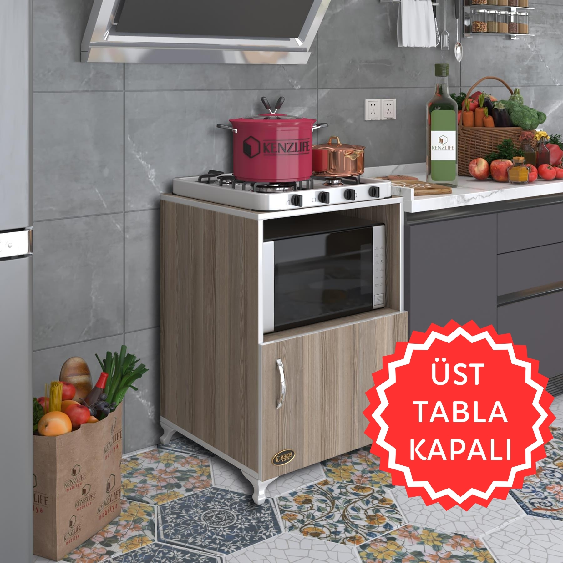 Kenzlife ocak dolabı revbahar crd 85*60*56 hazır mutfak klasik set üstü ocak için arkalıksız