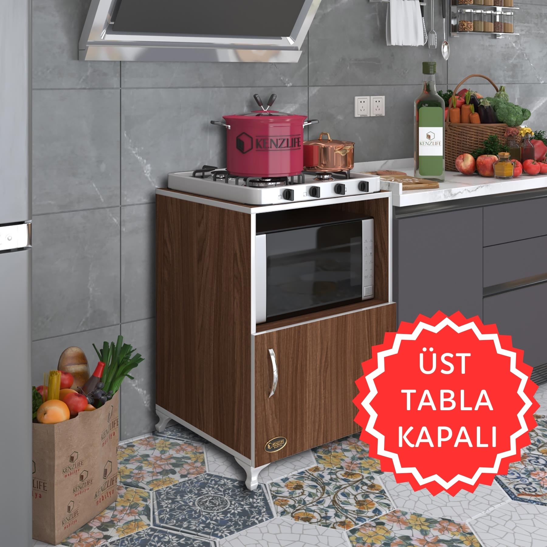 Kenzlife ocak dolabı revbahar cvz 85*60*56 hazır mutfak klasik set üstü ocak için arkalıksız