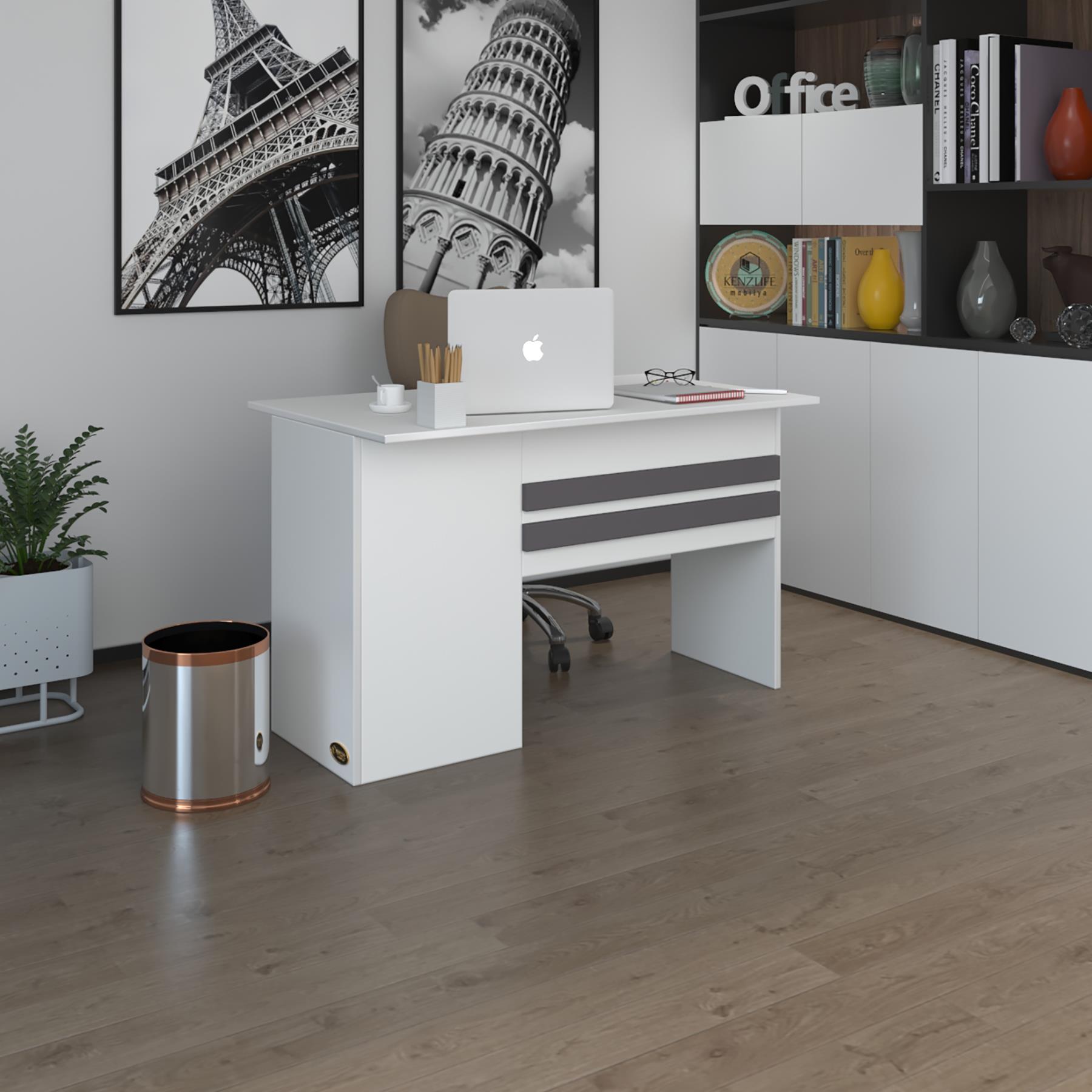 Kenzlife ofis masası kamikaze byz sağ 75*140*80 kilitli kapaklı dolap şeritli bilgisayar çalışma masası