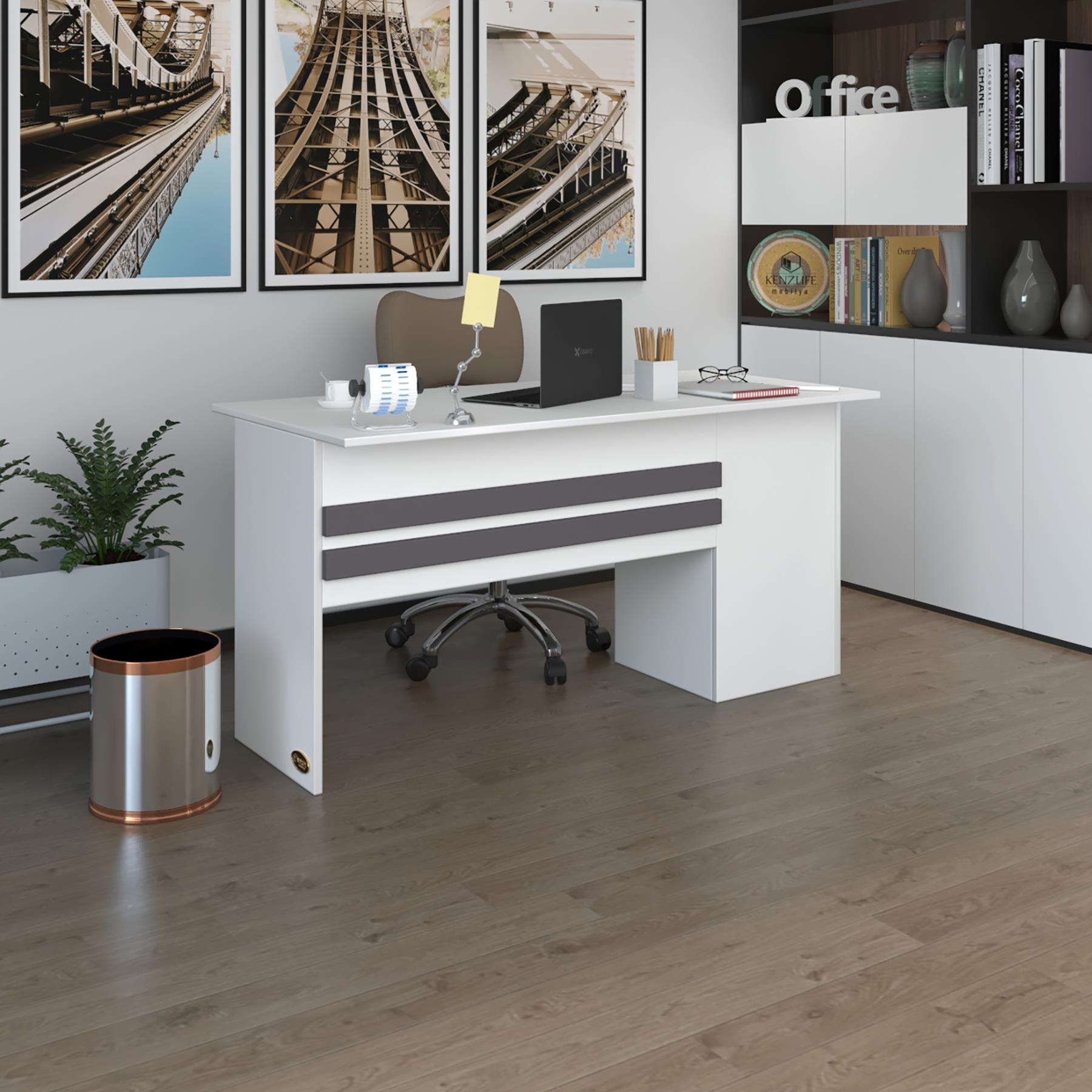 Kenzlife ofis masası kamikaze byz sol 75*160*80 kilitli kapaklı dolap şeritli bilgisayar çalışma masası