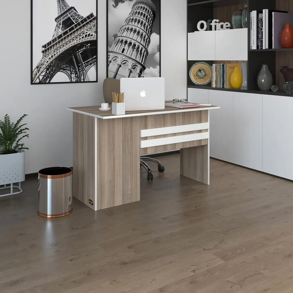 Kenzlife ofis masası kamikaze crd sağ 75*150*60 kilitli kapaklı dolap şeritli bilgisayar çalışma masası