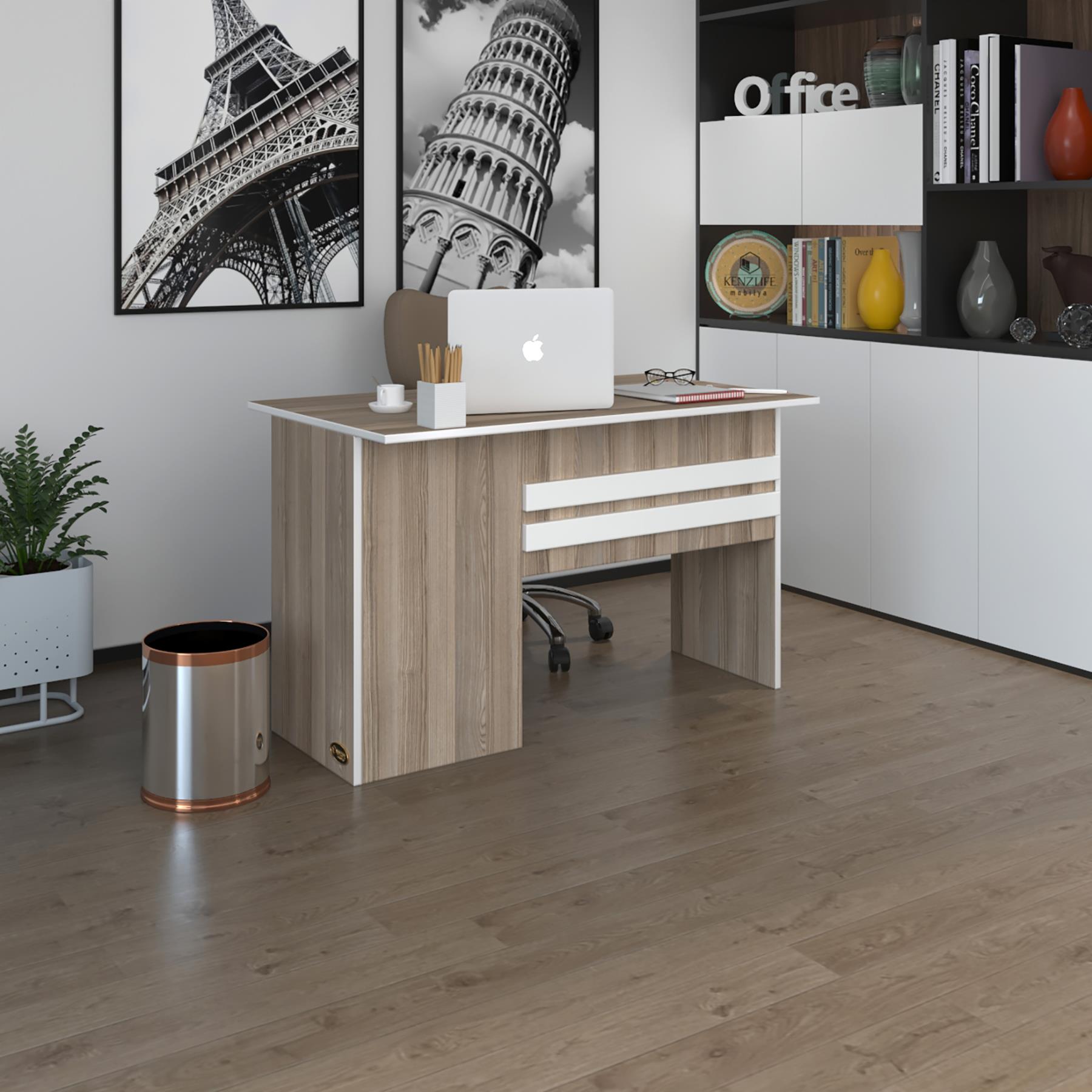 Kenzlife ofis masası kamikaze crd sağ 75*170*80 kilitli kapaklı dolap şeritli bilgisayar çalışma masası