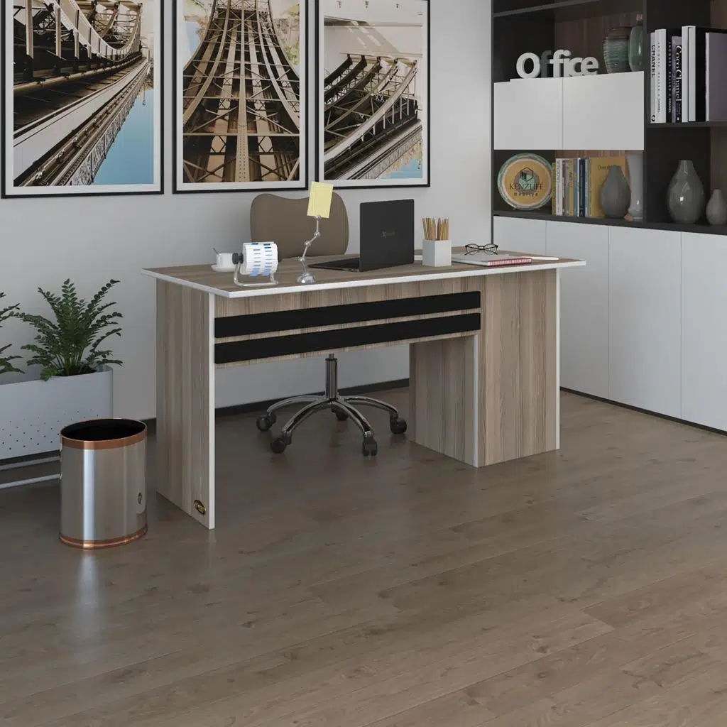 Kenzlife ofis masası kamikaze crd sol 75*150*80 kilitli kapaklı dolap şeritli bilgisayar çalışma masası