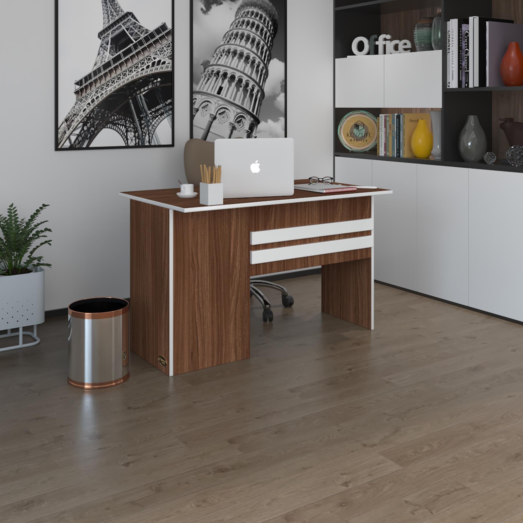Kenzlife ofis masası kamikaze cvz sağ 75*170*80 kilitli kapaklı dolap şeritli bilgisayar çalışma masası