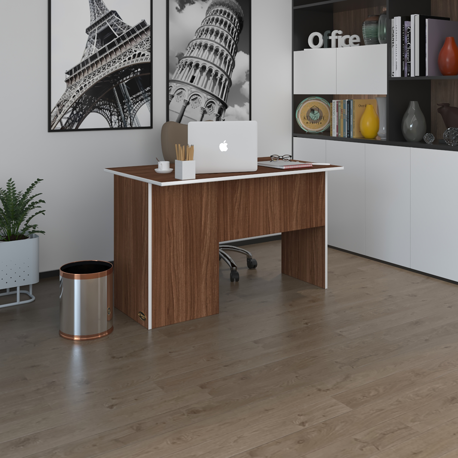 Kenzlife ofis masası miyamoto cvz sağ 75*110*60 raflı dolap bilgisayar çalışma masası