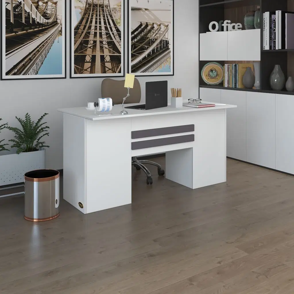 Kenzlife ofis masası pat morita byz 75*150*60 kilitli kapaklı dolap çiftli şeritli bilgisayar çalışma masası